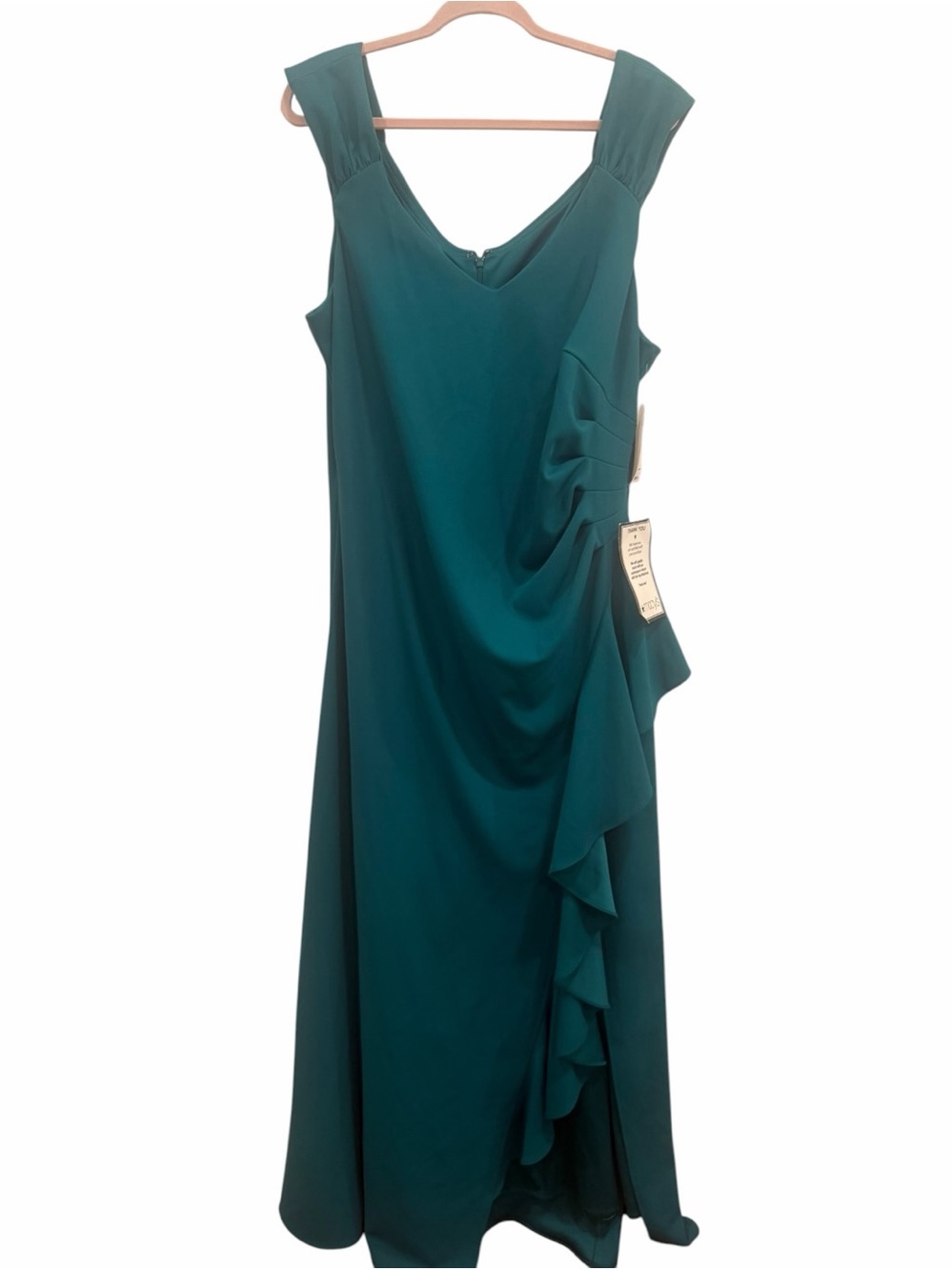 Alex Evenings Plus Size Jade Ruched Ruffle Evening Gown 14W Formal Dress NWT